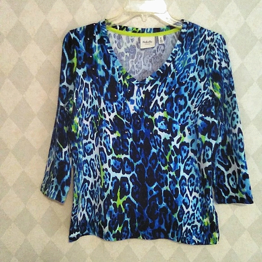 Women's Colorful Animal Print Top sz M